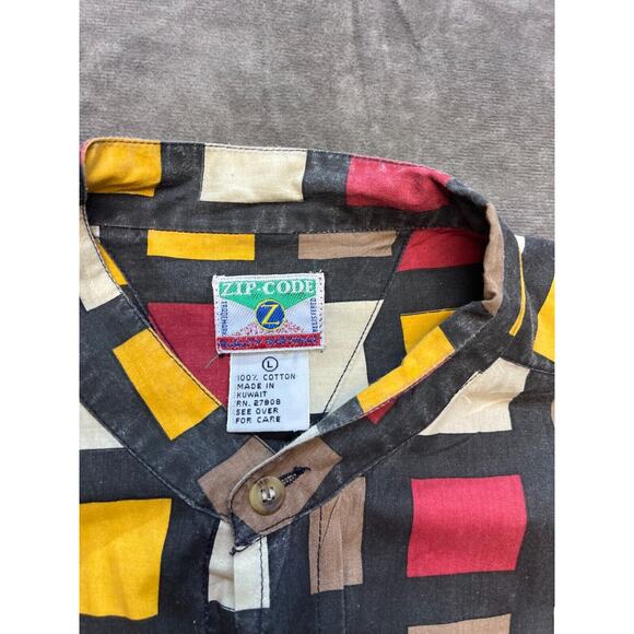 Zip Code 1992 Shirt Mens Large Multi colored disco Button Front Long Sleeve - Picture 4 of 6